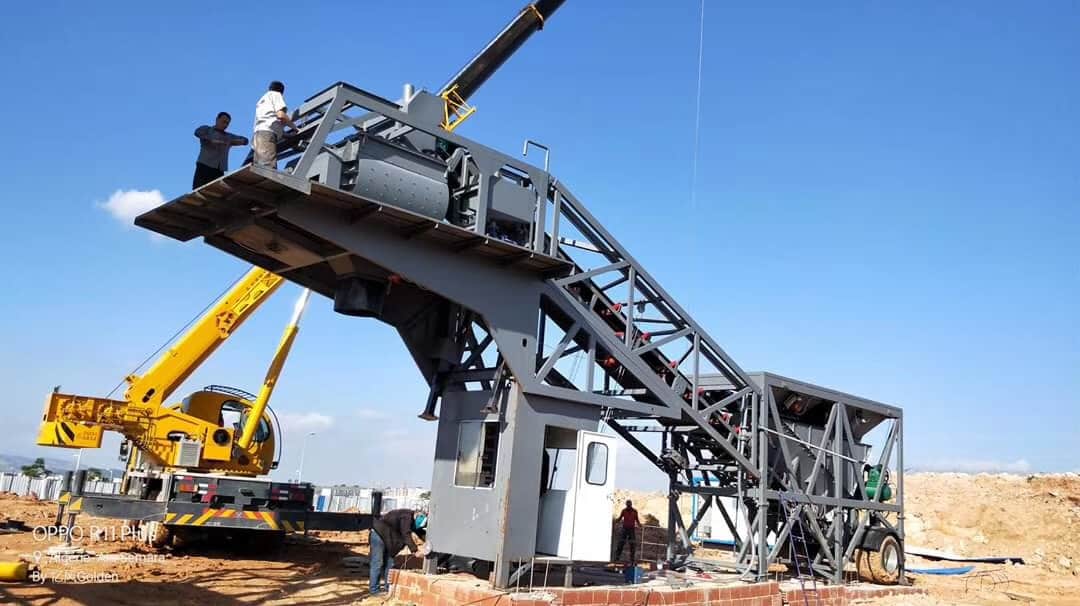 Operate a mobile concrete mixing plant 03
